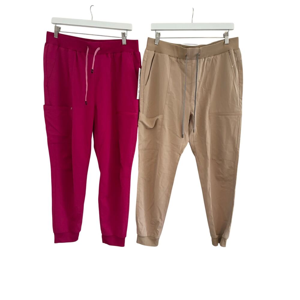NWOT Fabletics Womens Large Short Scrub Joggers Chai Pink READ
